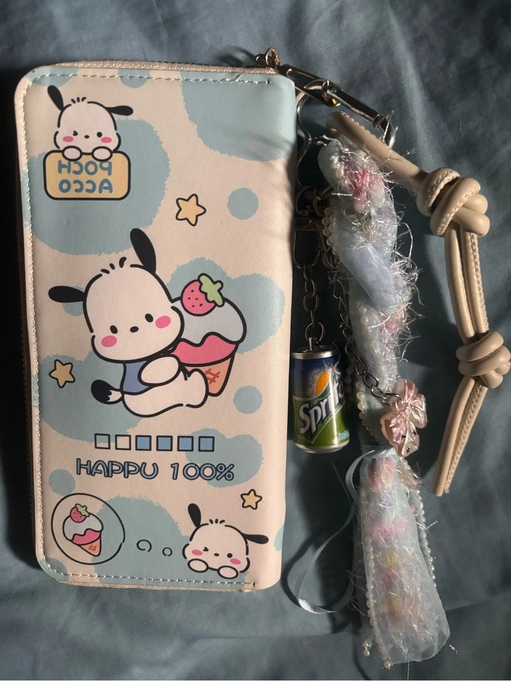 Cute Cow Cartoon Kids Wallet with Pastel Blue and Cream Design